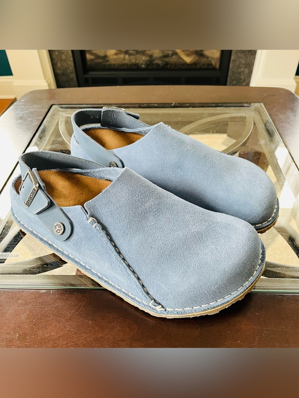 Birkenstock Lutry Premium Suede Leather Clogs blue EU 42 L11/M9 Regular